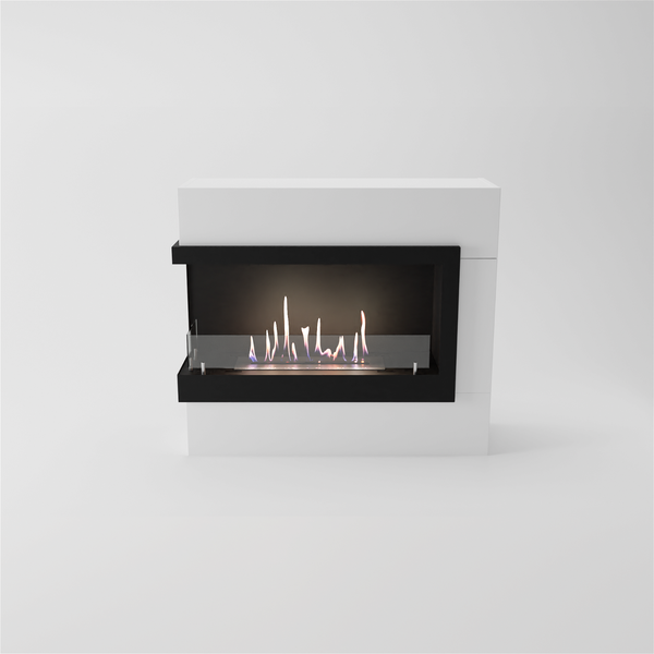 GLOW FIRE Ethanol Kamin 'Halden Mini Links' | Ethanolofen in Weiss mit 3 Std. Brenndauer und 2 KW Heizleistung | BxHxT: 89,8x79,8x29,8cm
