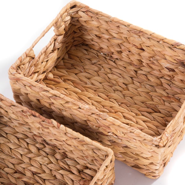 Aufbewahrungsbox-Set Cesto II 4-teilig Wasserhyazinthe geflochten, 4 verschiedene Größen naturfarben
