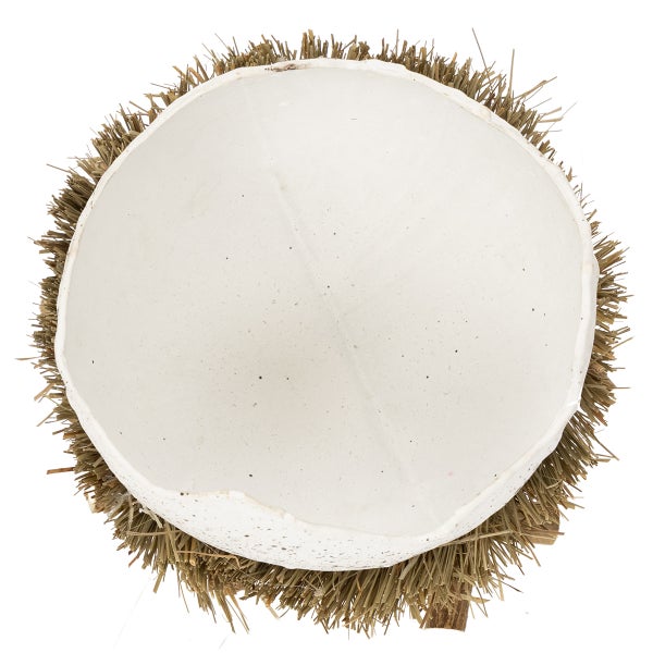 Dekoratives Vogelnest aus Stroh und Keramik