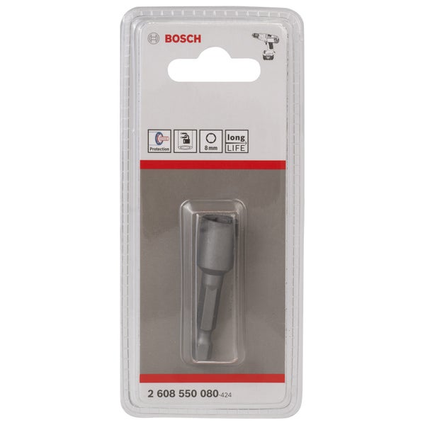Bosch Steckschlüsseleinsatz 8 Millimeter Sechskant mit Schutzfunktion und langer Lebensdauer in Blisterverpackung.