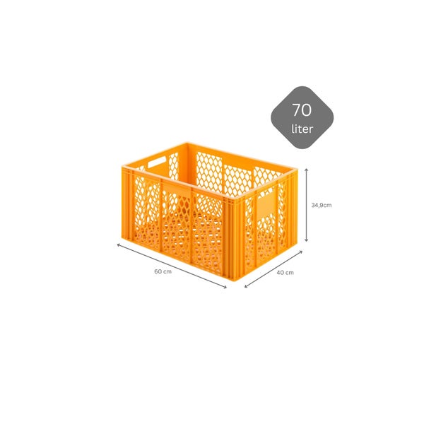 PROREGAL Eurobehälter Bäcker- und Konditorenkasten HxBxT 34,9 x 40 x 60 70 Liter Gelb-Orange Brötchenkiste Sstapelbare Bäckerkiste