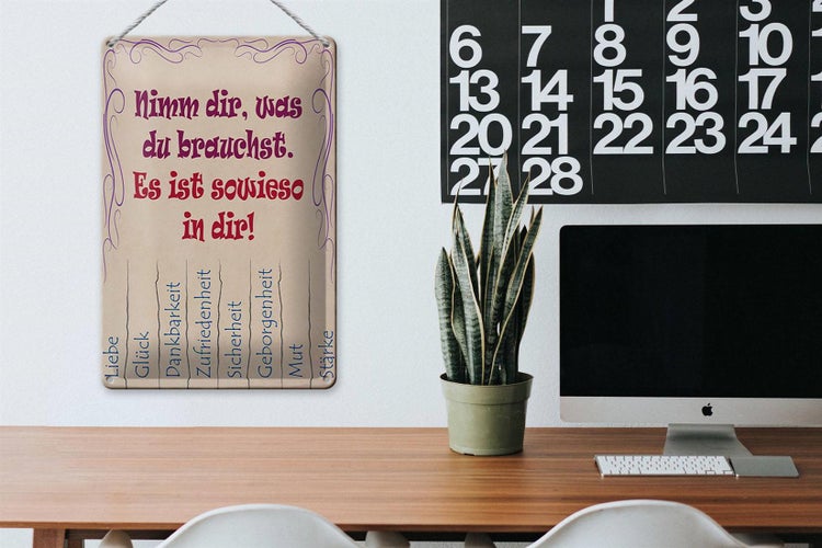 Blechschild Spruch 20x30cm Nimm dir was du brauchst Liebe