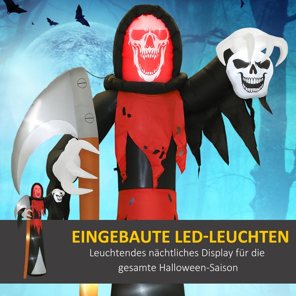 Aufblasbare Halloween-Dekoration mit LED-Beleuchtung, Sensenmann-Motiv