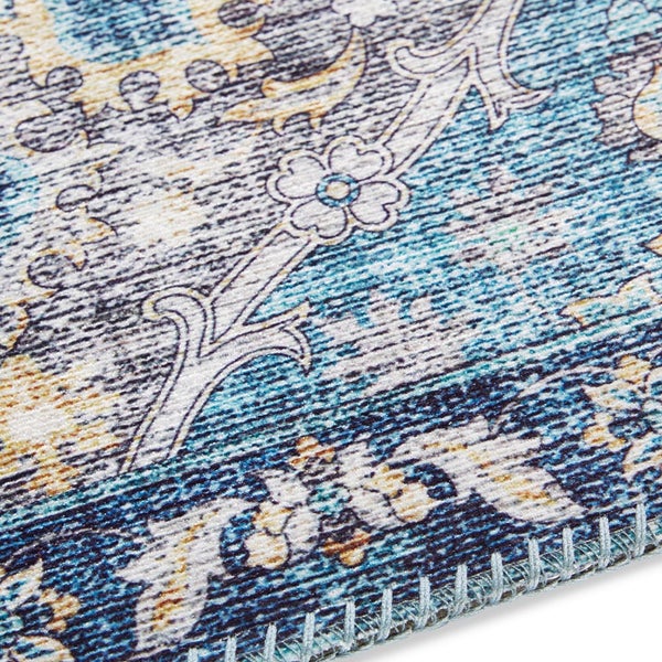 Kurzflor Teppich Kashmir Ghom Jeansblau - 80x150x0,7cm