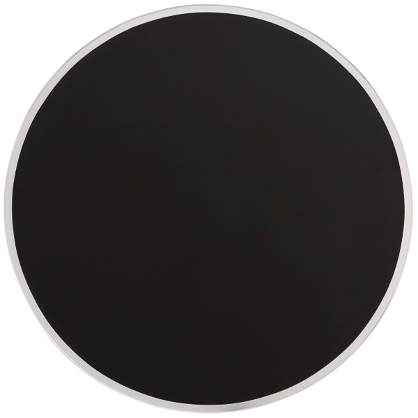 Runde schwarze Platte mit silbernem Rand