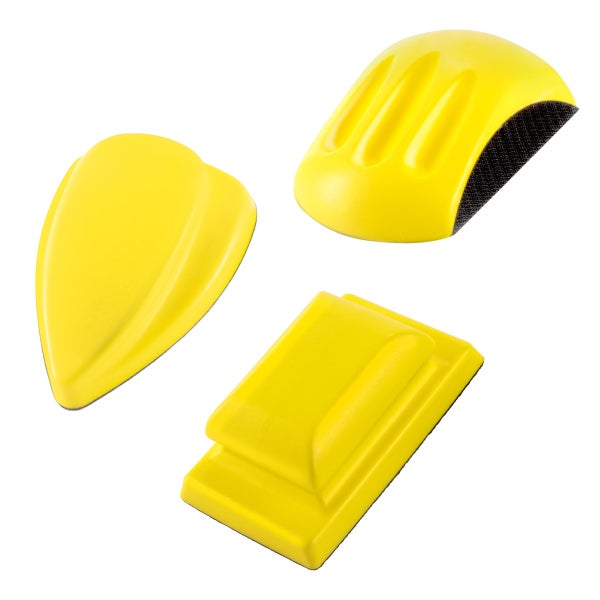 Handschleifblock 3er Set aus PU-Schaumstoff mit Klett-Schleifmittel
