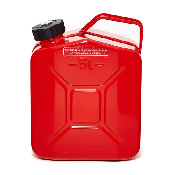 BW® Kraftstoffkanister Metall Benzinkanister 5x 5 Liter mit Schraubverschluss mit Ausgießer - Rot RAL 3000 - UN-Zulassung - Hergestellt in Europa