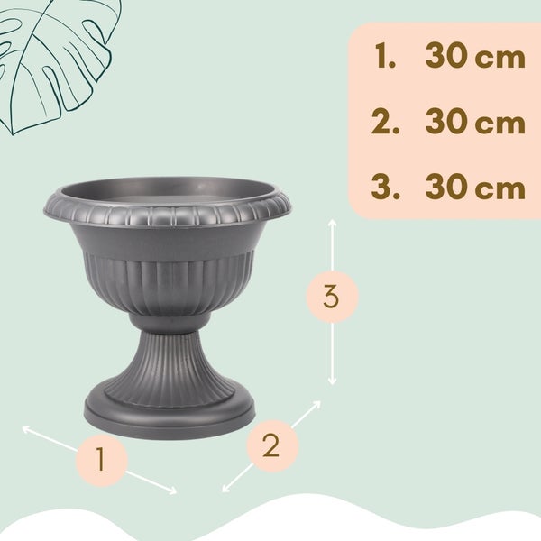 Grauer Pflanzkübel mit den Maßen 30 cm