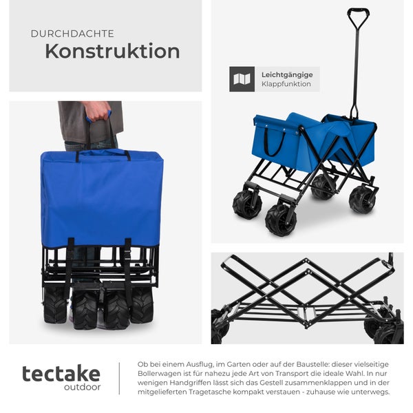 Bollerwagen tectake Heidrun inklusive Tragetasche, Belastbarkeit 80 kg faltbar blau
