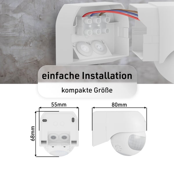Oktaplex Anja Bewegungsmelder Außen Bewegungssensor schwenkbar 180 Grad PIR-Sensor 12m Reichweite für Innen und Außen weiß