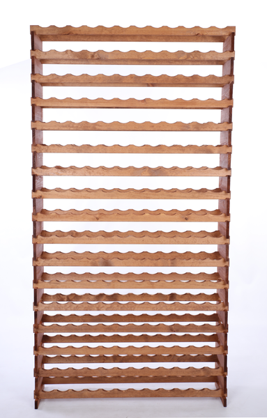 Weinregal VINOTECA FLEX PRO HxBxT 233x123x28cm 204 Flaschen auf 17 Ebenen Massives Kiefernholz Braun geölt