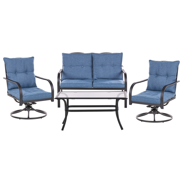 Lounge Set mit Tisch 4-Sitzer MESTRINO Metall Blau