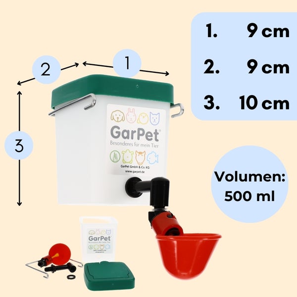 GarPet Tränke für Tiere, Maße: 9 x 9 x 10 cm, Volumen: 500 ml