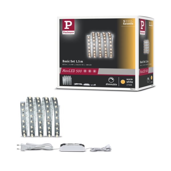 Paulmann LED Einbauleuchten Set mit 5 Einbaustrahlern inklusive Transformator Technische Daten und Montagehinweise auf der Verpackung