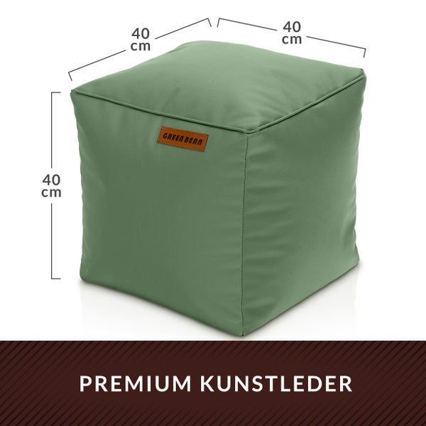 Quadratischer Hocker aus Kunstleder mit den Maßen 40 x 40 x 40 cm