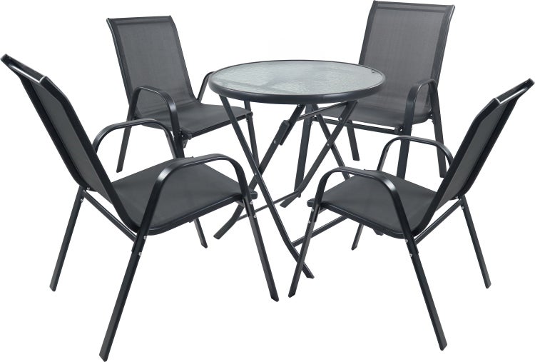 5tlg Balkonset Gartenmöbel Stapelstühle Set Sonlas