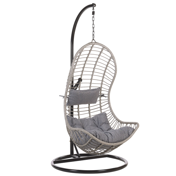 Hängesessel mit Gestell PINETO Polyrattan Grau