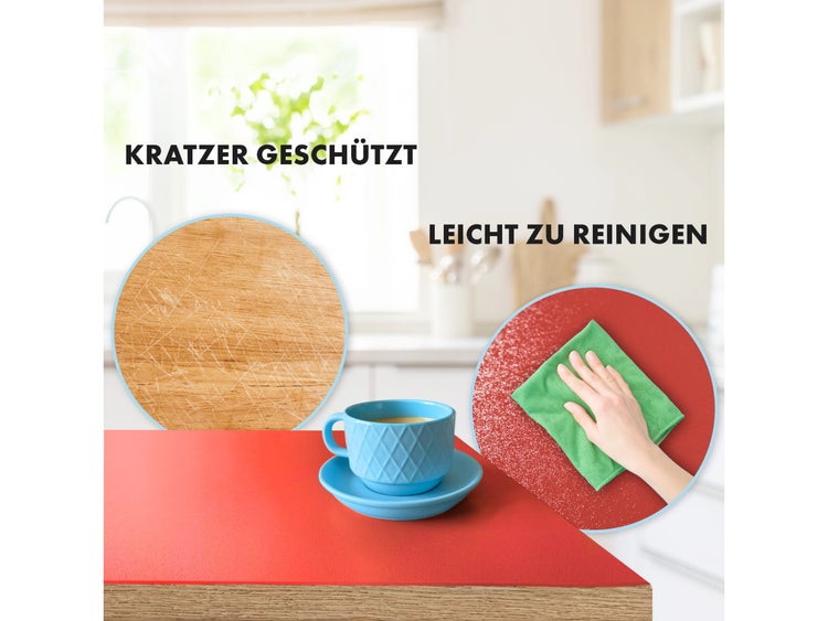 FLOORDIREKT Tischfolie Empire - mit abgeschrägter Kante - 1,5 mm Stärke - Rot - 80 x 235 cm