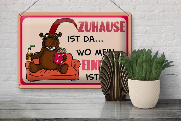 Blechschild Spruch 30x20cm Zuhause ist da wo mein Einhorn