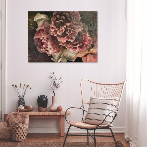 Leinwandbild Blumen Vintage Modern Bilder Wohnzimmer 120X80 cm
