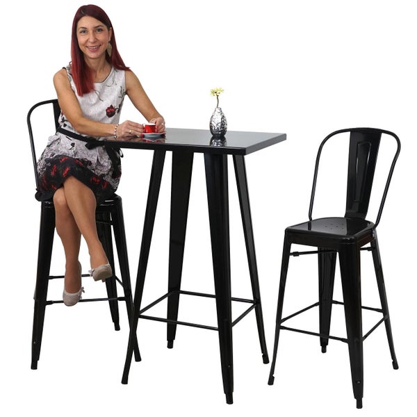 Barset mit Bistrotisch und zwei Barstühlen