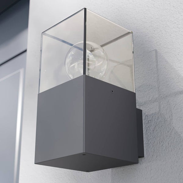 Lucande Wandleuchte außen Keke (spritzwassergeschützt (Modern) in Schwarz aus Aluminium (1 flammig, E27) - Außenwandleuchten Wandlampe Led Außenlampe Outdoor für Außenwand/Hauswand Haus