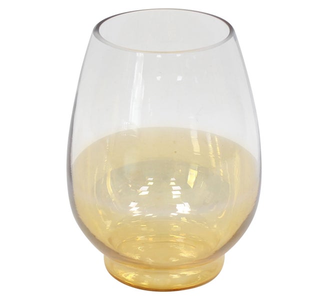 Bauchige Glasvase aus Klarglas mit einem abgesetzten Sockel.