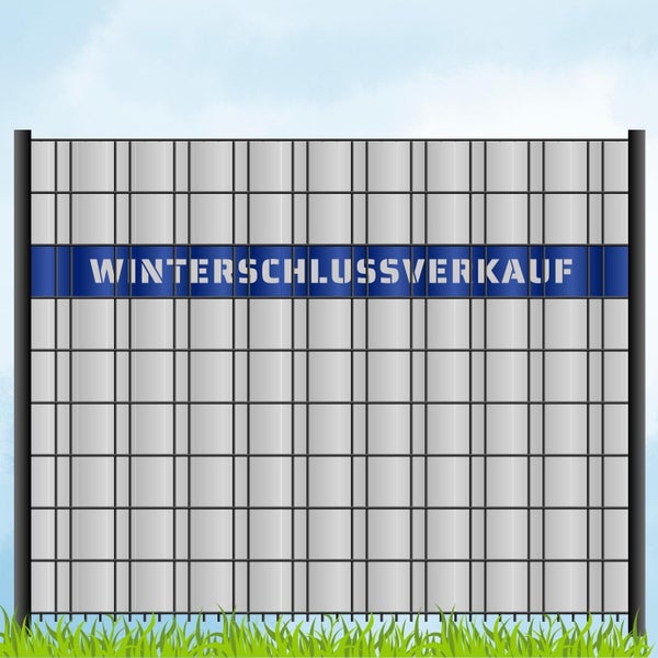 Illustration eines Zauns mit der Aufschrift Winterschlussverkauf.