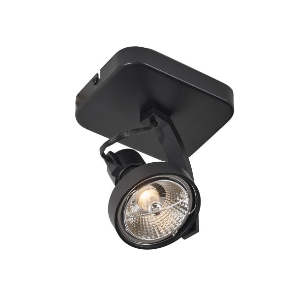 Schwarzer Deckenstrahler mit Halogenlampe