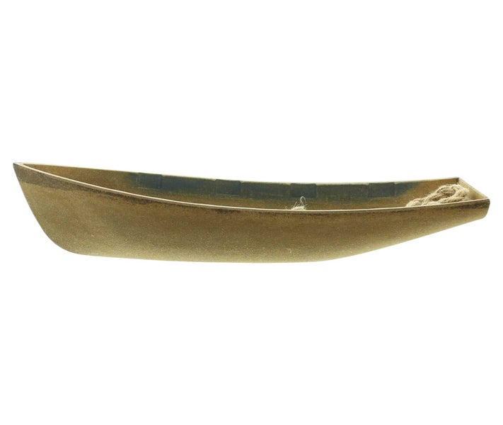 FRANK FLECHTWAREN | Boot Holzoptik, 42 x 12,5 x 7 cm, MDF, JUTE