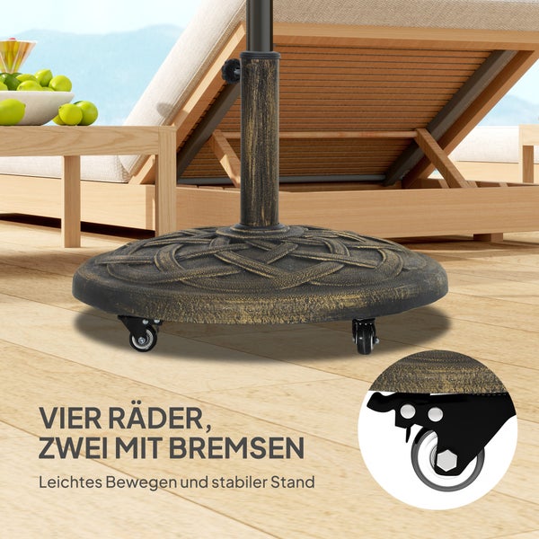 Sonnenschirmständer mit Rädern und Bremse für einfachen Transport und stabilen Stand