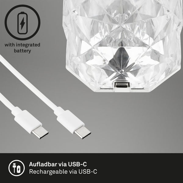 Battery RGB-LED table light, crystal optics, trans