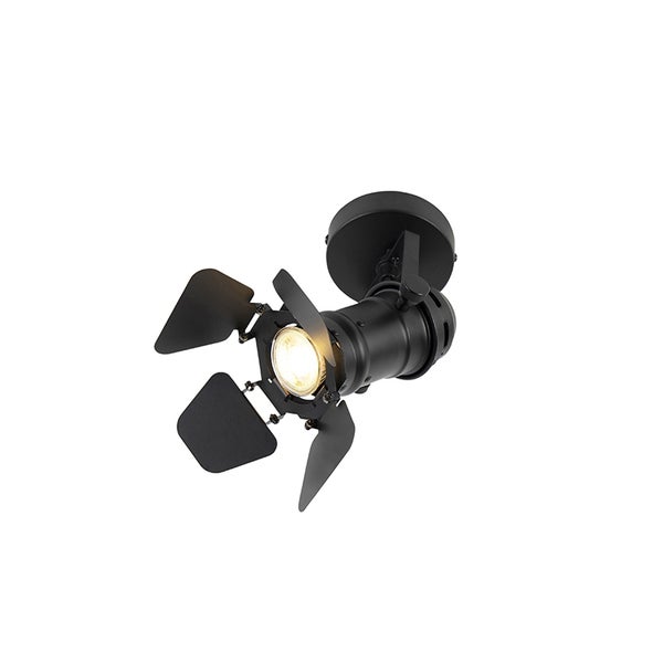 Schwarzer Deckenspot mit Blendschutzklappen