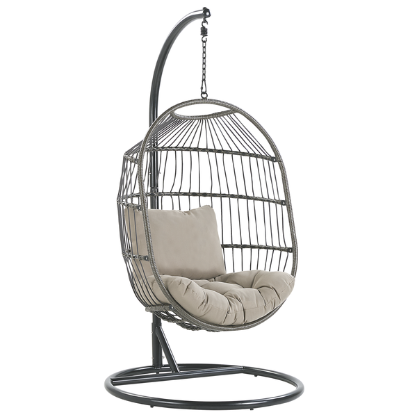 Hängesessel mit Gestell ALBA Polyrattan Schwarz