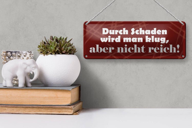 Blechschild Spruch 27x10cm Durch Schaden wird man klug Dekoration