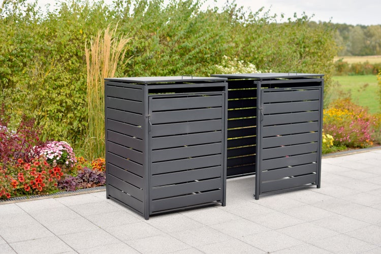 Mülltonnenabdeckung 2er Set, 240 Litern, Aluminium/Stahl