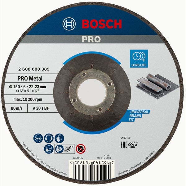 Bosch PRO Metal Schleifscheibe 150 x 6 x 22,23 mm - 2608600389