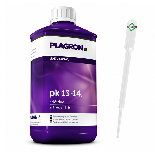 Plagron PK 13-14 Pflanzendünger Zusatz in einer Flasche mit Pipette zur Förderung kompakter und fester Früchte.