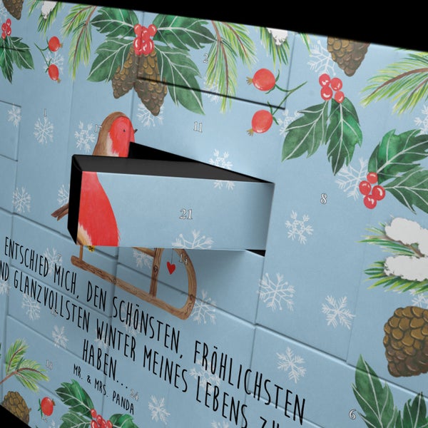 Mr. & Mrs. Panda Befüllbarer Adventskalender Rotkehlchen Schlitten - Blau Pastell