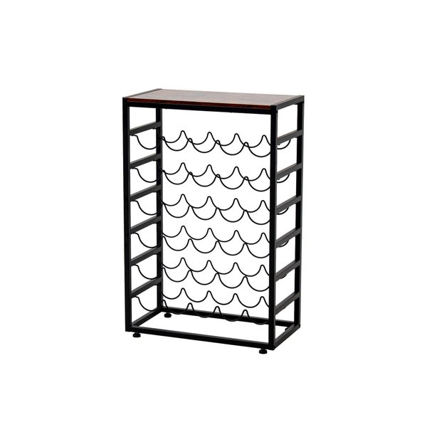 BERLINLODGE Weinregal Bordeaux | HxBxT 88x59x30cm | 30 Flaschen auf 6 Ebenen + Ablage | Vintagebraun-Schwarz