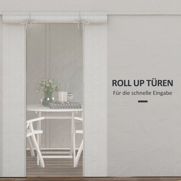 Outsunny Ersatzdach-Set für Garten Pavillondach, mit 2 Seitenwänden, Wasserdicht, Polyester, Weiß