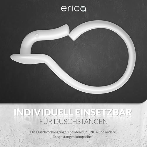 Erica Duschvorhangringe für Duschstange Weiß 12er Packung
