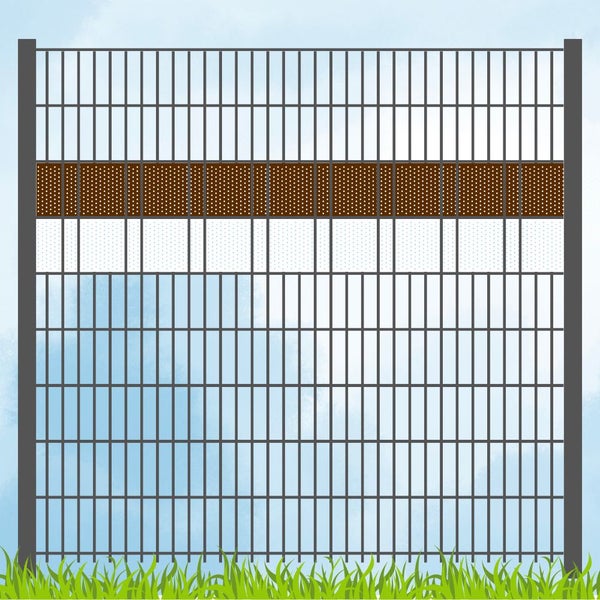 Doppelstabmattenzaun mit Sichtschutzstreifen