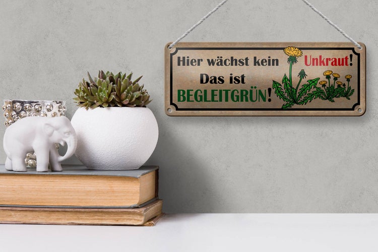 Blechschild Spruch 27x10cm hier wächst kein Unkraut das ist Dekoration