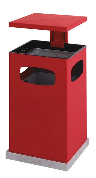 PROREGAL Metall Kombiascher Mit Abnehmbarem Dach 80 Liter HxBxT 95,5 x 50 x 50 cm Inkl. Befestigungsmaterial Für Bodenmontage Rot