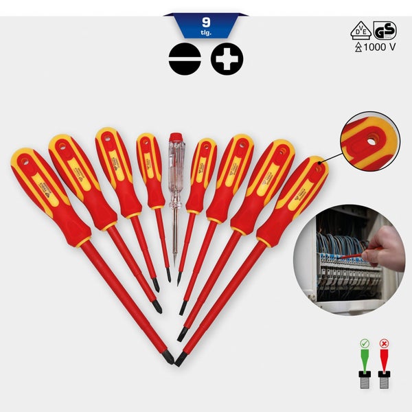 BRILLIANT TOOLS VDE Schraubendreher-Satz 9tlg. Schlitz und PH Phillips - BT068010