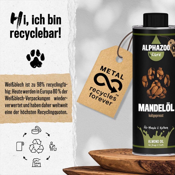 ALPHAZOO Premium Mandelöl 500ml für Hunde und Katzen