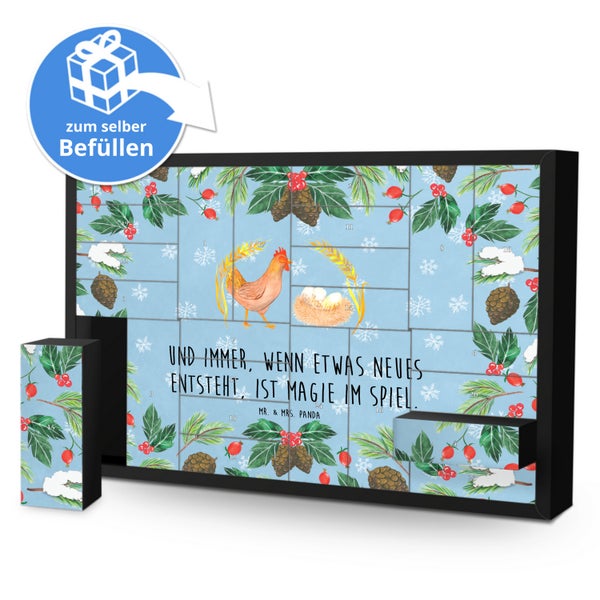 Mr. & Mrs. Panda Befüllbarer Adventskalender Huhn Stolz - Blau Pastell
