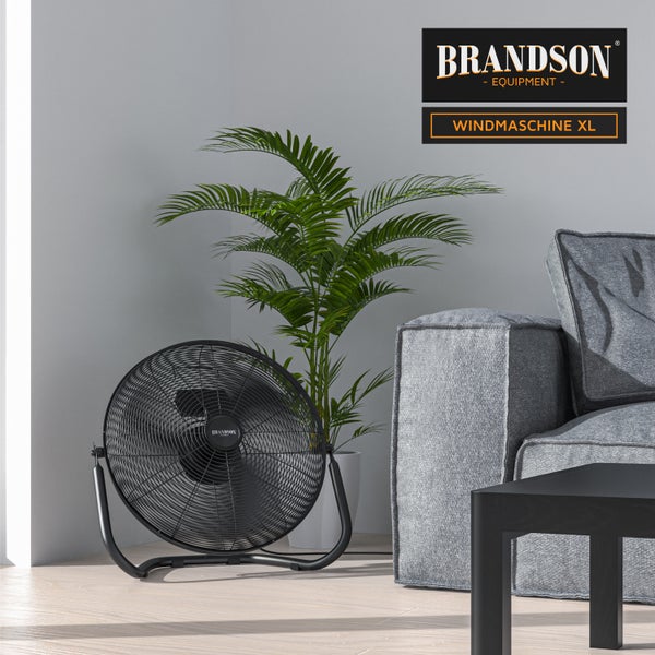 Brandson - Windmaschine Retro Stil 160 Watt - Ventilator in Chrom - Standventilator 50 cm - Bodenventilator - hoher Luftdurchsatz