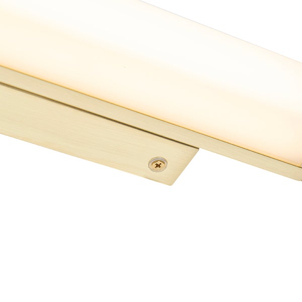 Detailansicht einer goldenen LED-Leuchte.